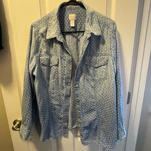 Cute white poka dot button up